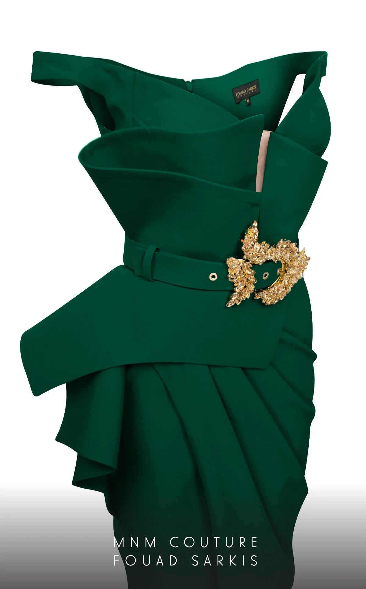 Fouad Sarkis 2650 Couture Evening Dress with Embellished Belt - Image 10