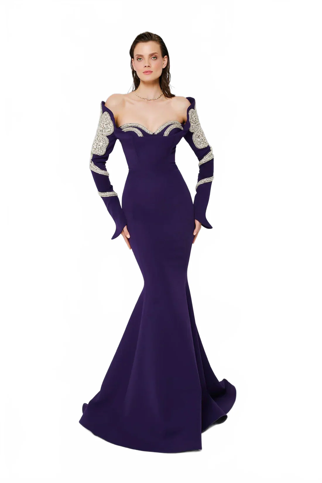 Fouad Sarkis 2858 Strapless Mermaid Gown with Tassel Embellishments - Image 8
