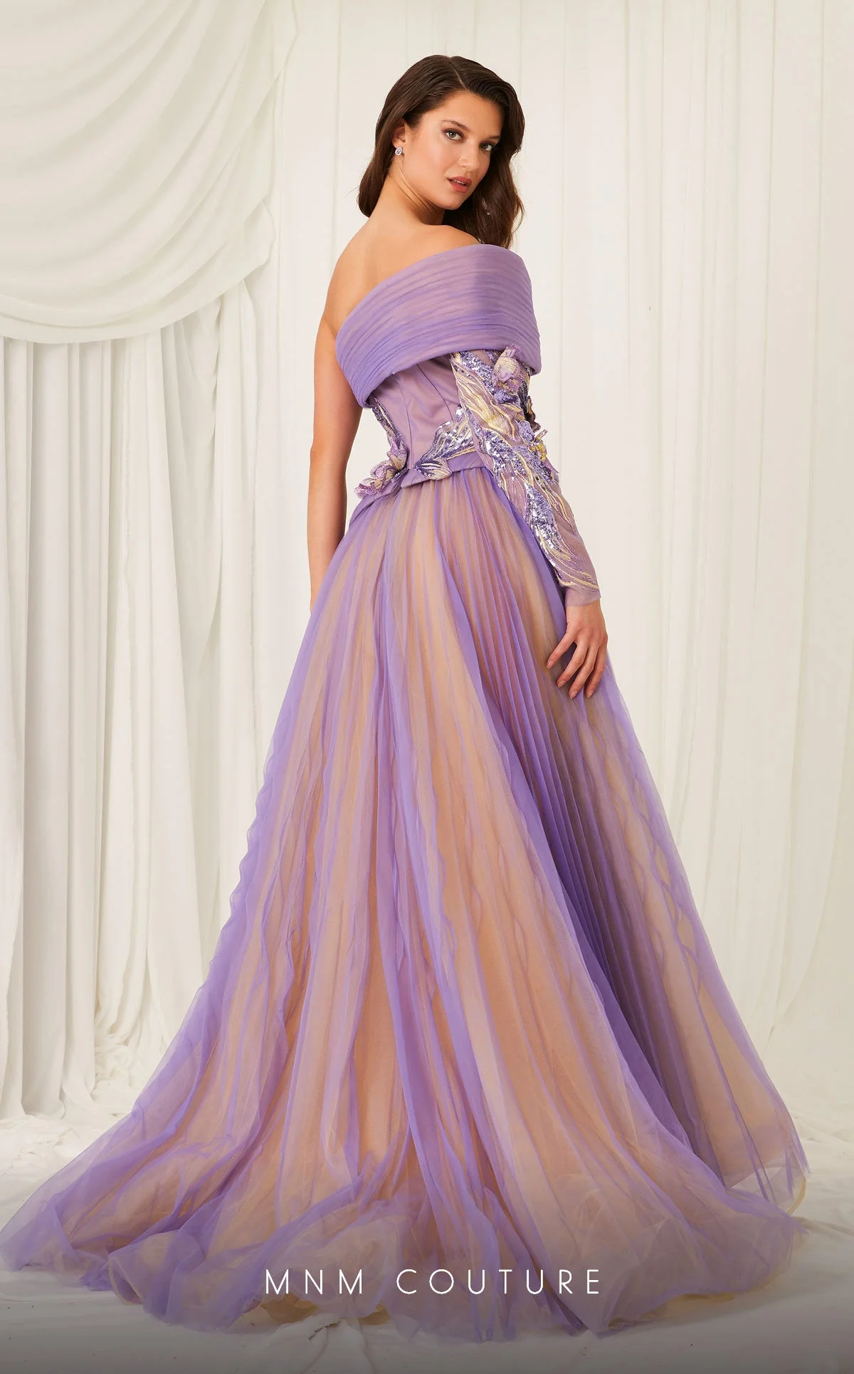 Fouad Sarkis F02807 One-Shoulder Embellished Ball Gown - Image 5