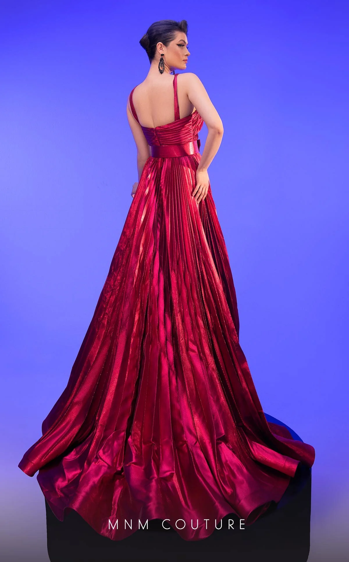 Fouad Sarkis F02808 Pleated Puff-Sleeve Gown - Image 2