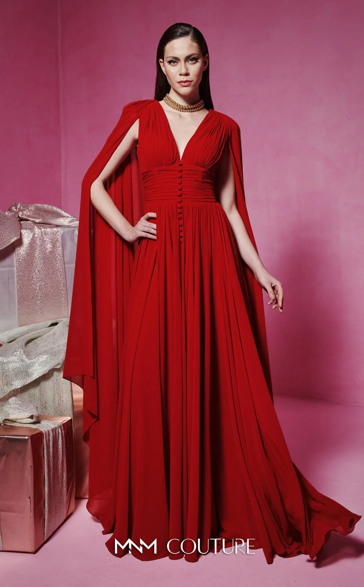 Fouad Sarkis F02845 Sleeveless V-Neck Gown - Image 5