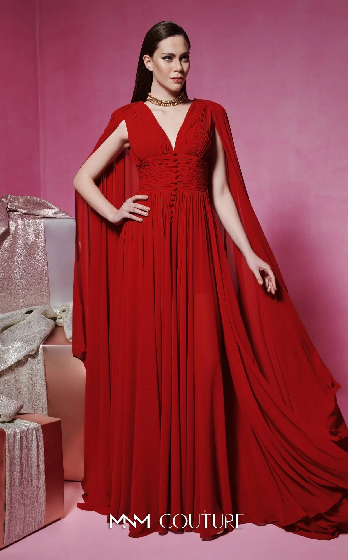 Fouad Sarkis F02845 Sleeveless V-Neck Gown - Image 6