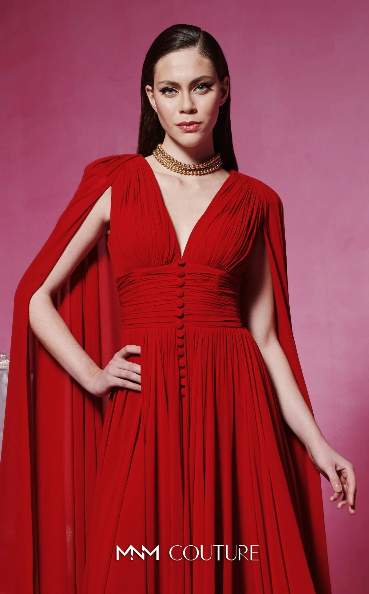 Fouad Sarkis F02845 Sleeveless V-Neck Gown - Image 7