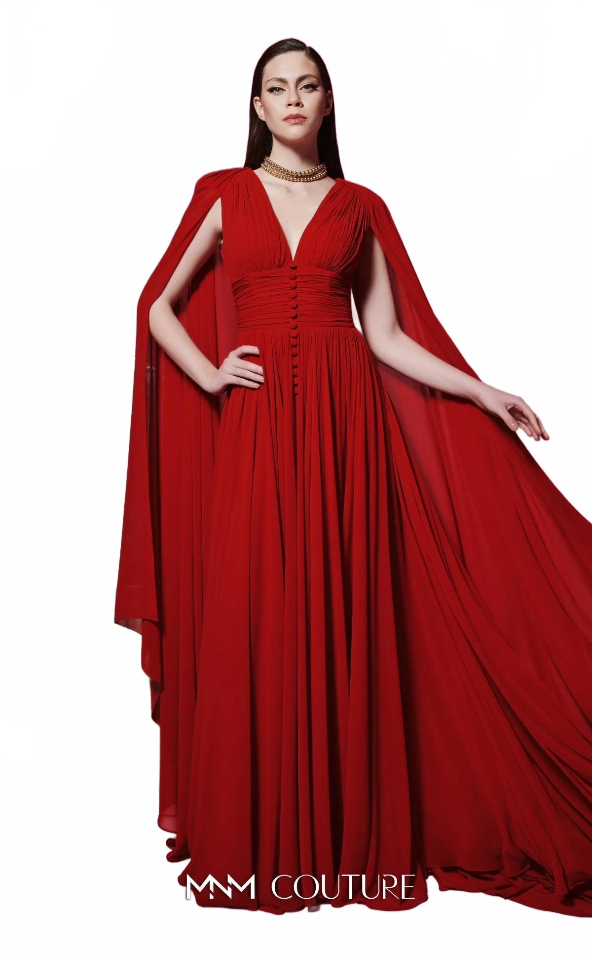 Fouad Sarkis F02845 Sleeveless V-Neck Gown - Image 9