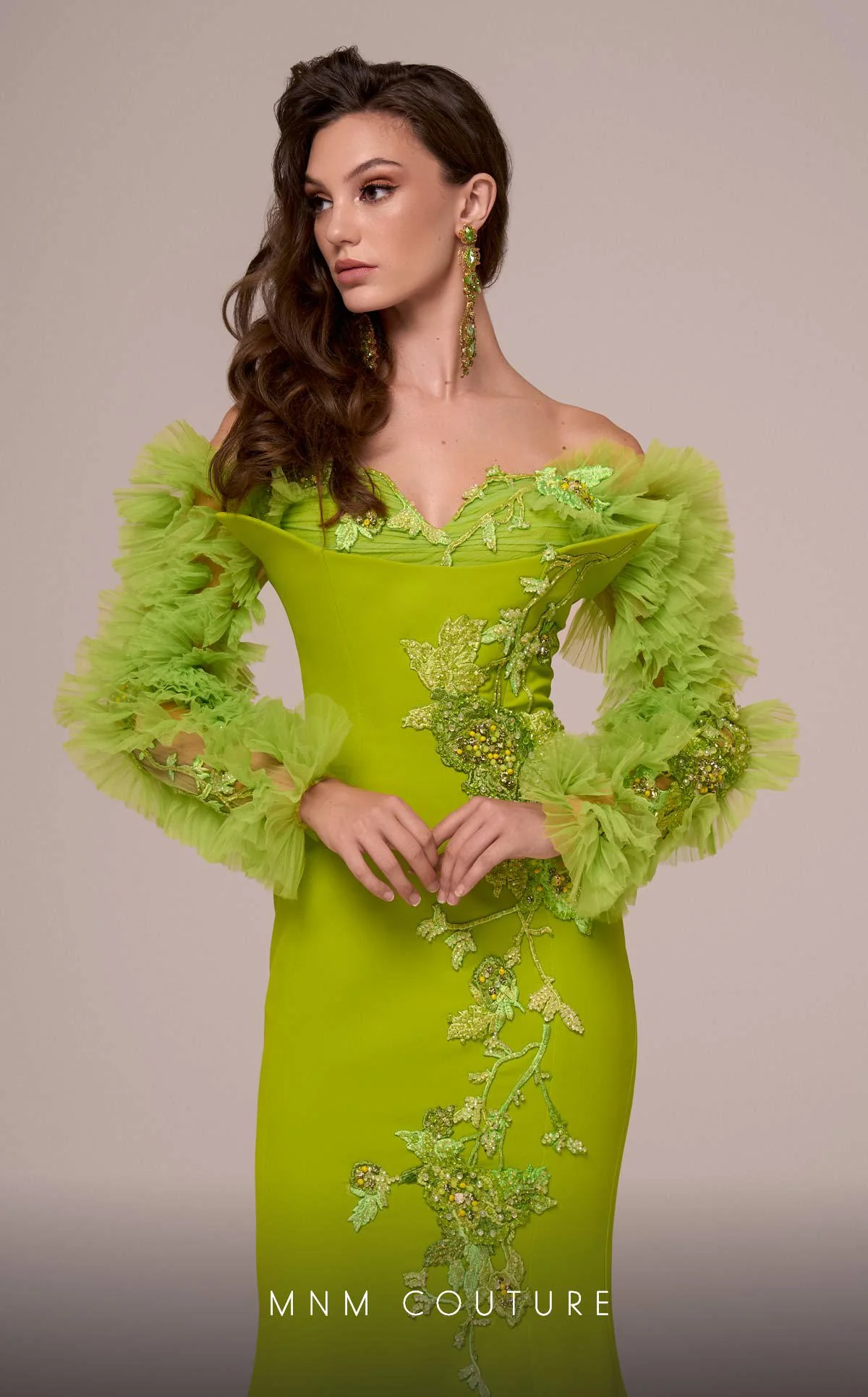 Fouad Sarkis F02891 Lime Evening Gown - Image 3