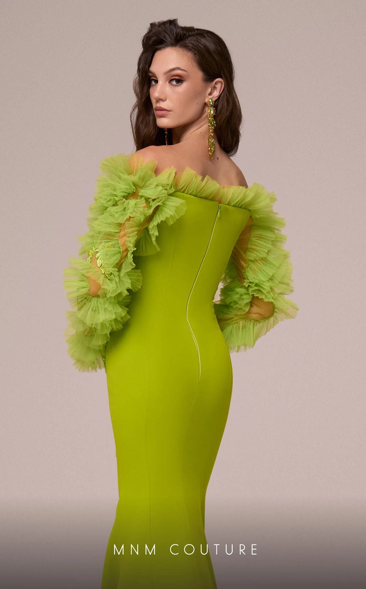 Fouad Sarkis F02891 Lime Evening Gown - Image 4