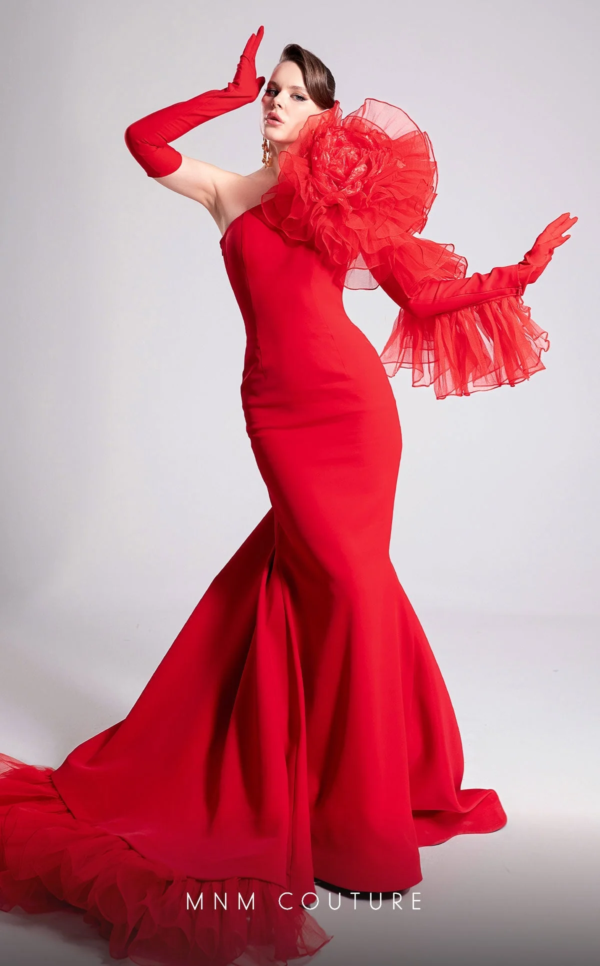 Fouad Sarkis F02906 One-Shoulder Evening Gown