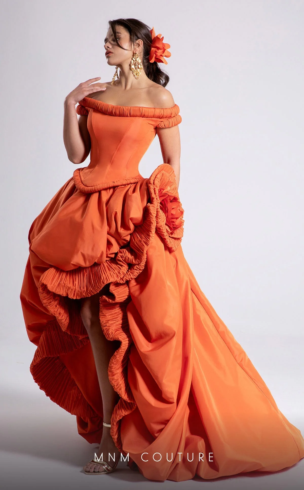 Fouad Sarkis F02913 Off-Shoulder High-Low Couture Gown - Image 3