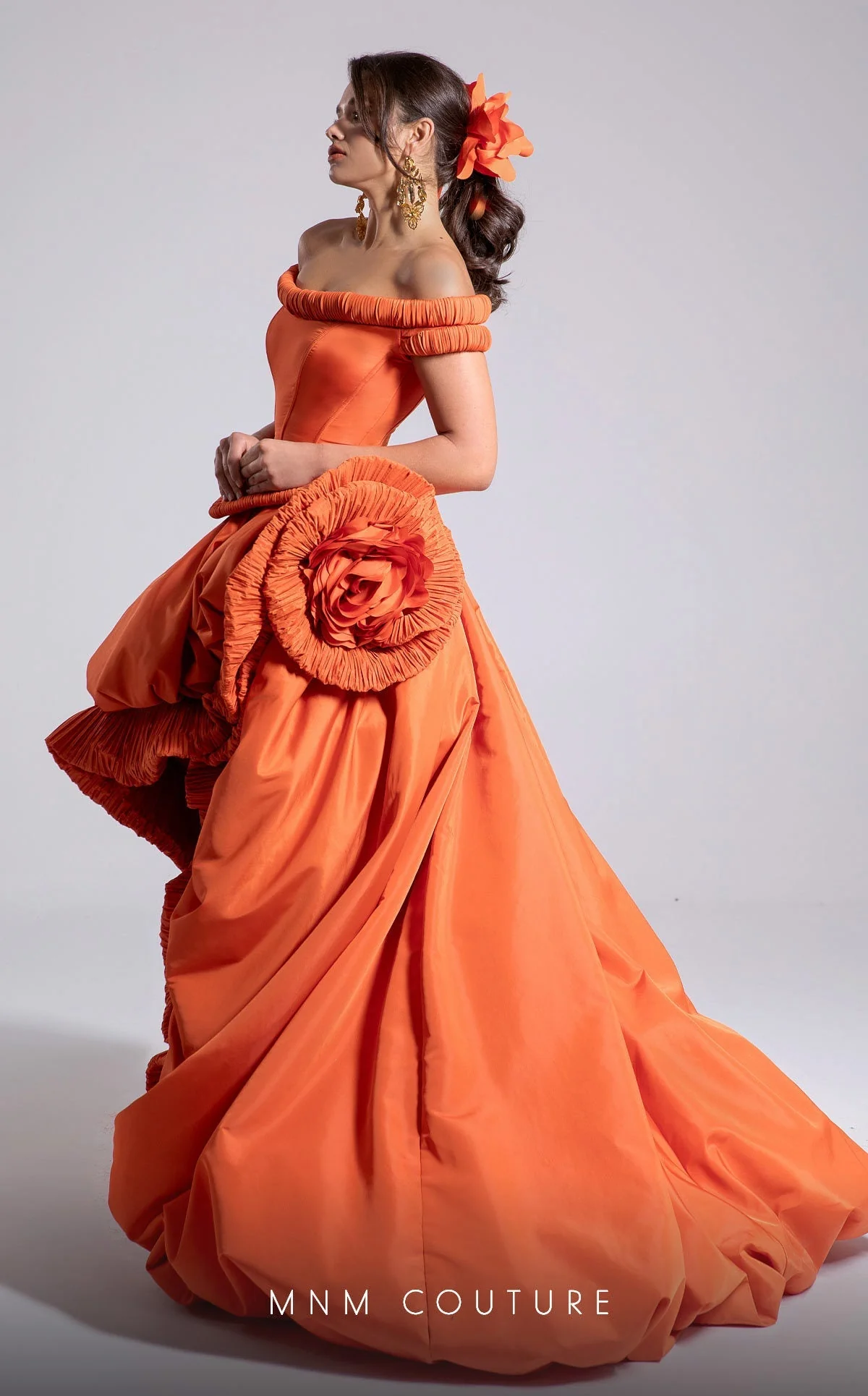 Fouad Sarkis F02913 Off-Shoulder High-Low Couture Gown - Image 4