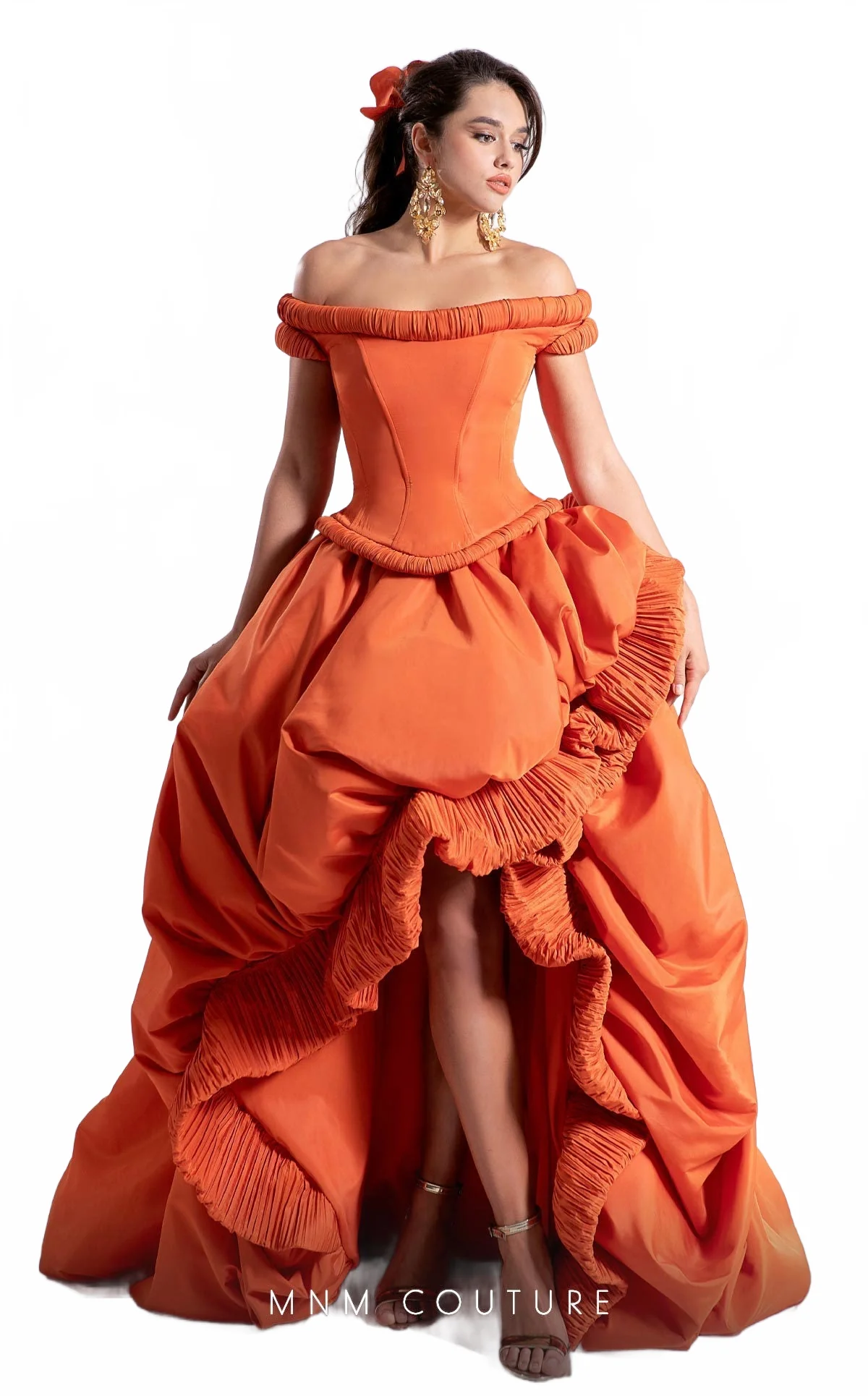 Fouad Sarkis F02913 Off-Shoulder High-Low Couture Gown - Image 7