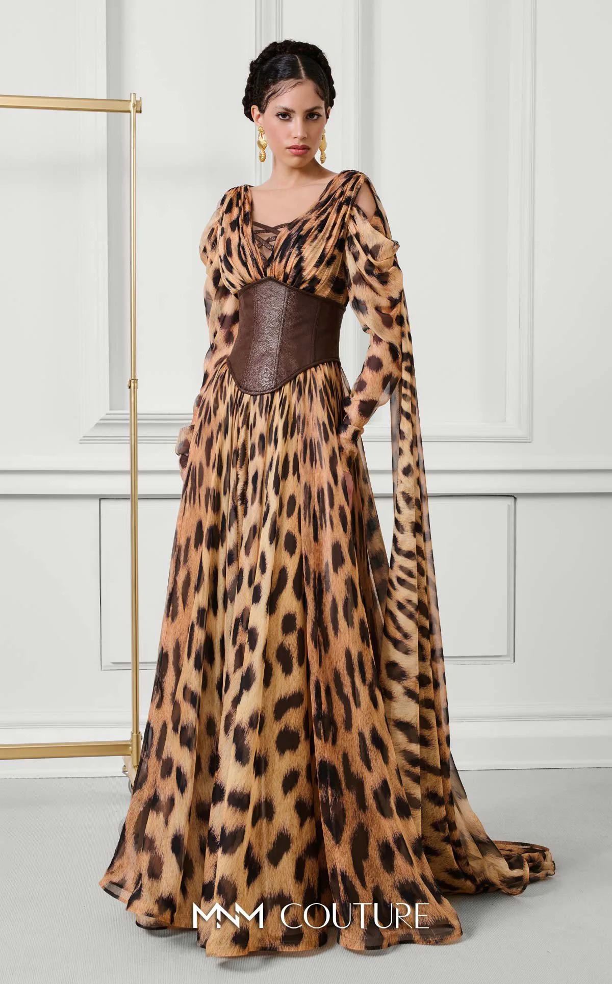 Fouad Sarkis F02921 Round Neck Evening Gown