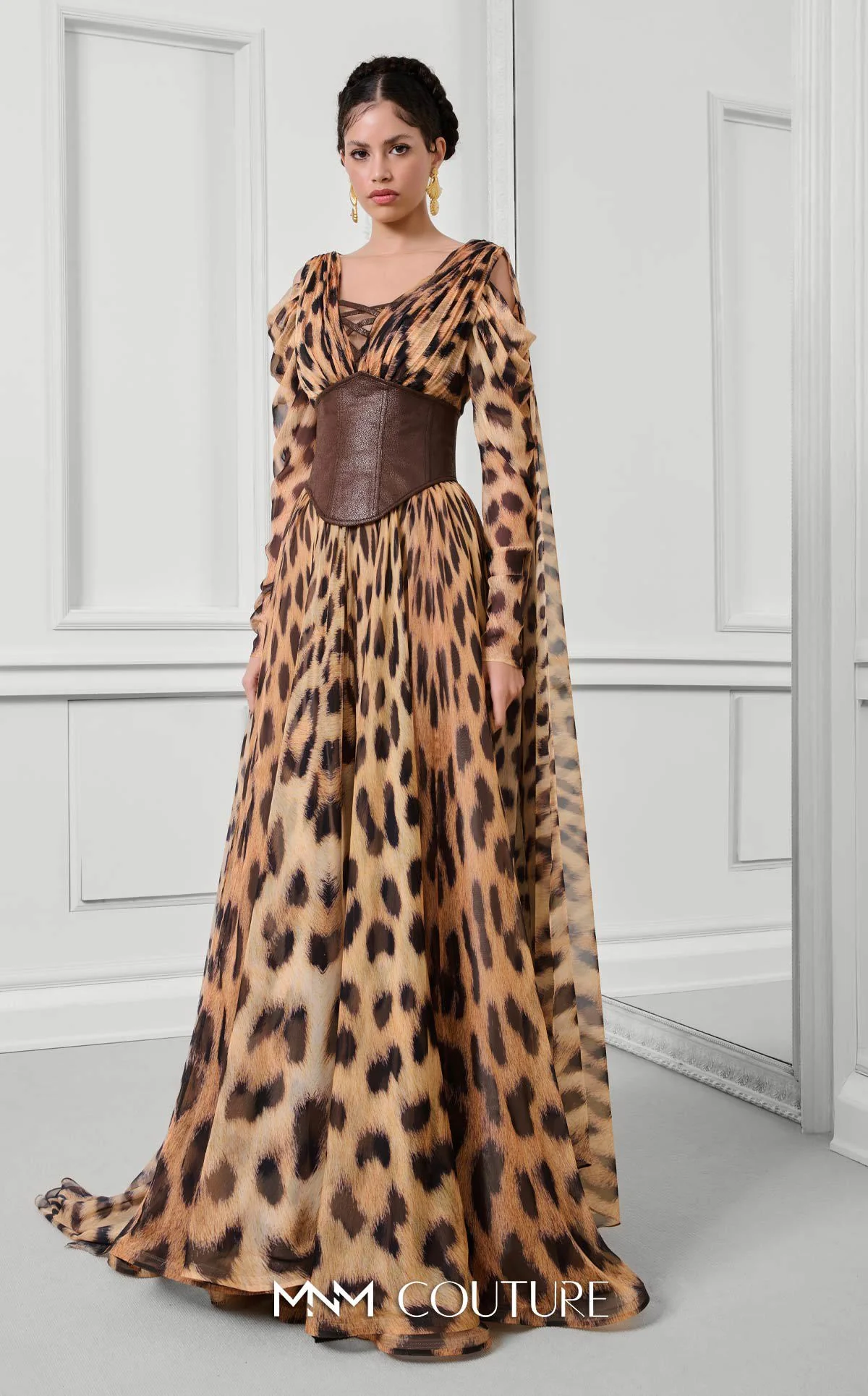 Fouad Sarkis F02921 Round Neck Evening Gown - Image 3