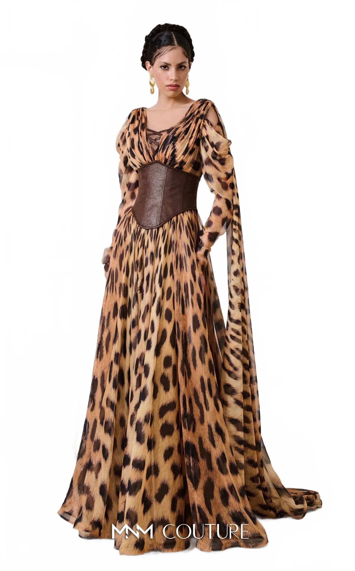 Fouad Sarkis F02921 Round Neck Evening Gown - Image 6