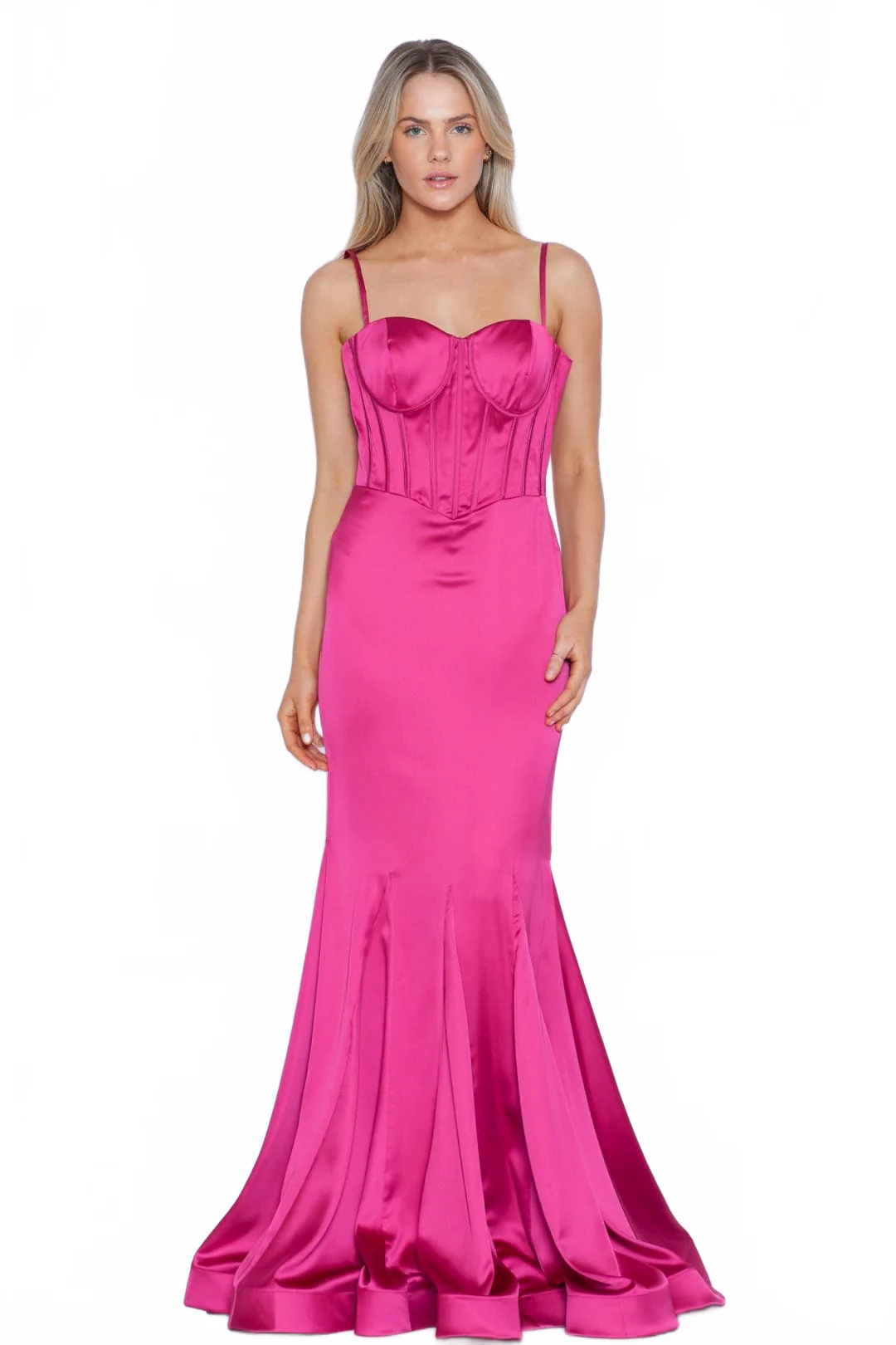 Fuchsia Bridesmaid Dresses-Inexpensive POLY USA 9008 Spaghetti Strap - Image 2