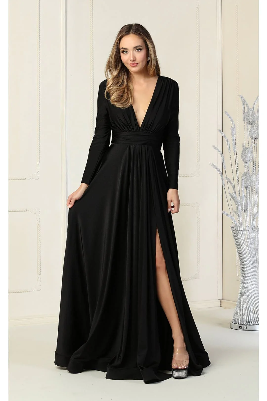 Black Christmas & Holiday Dress in Jersey - Image 6