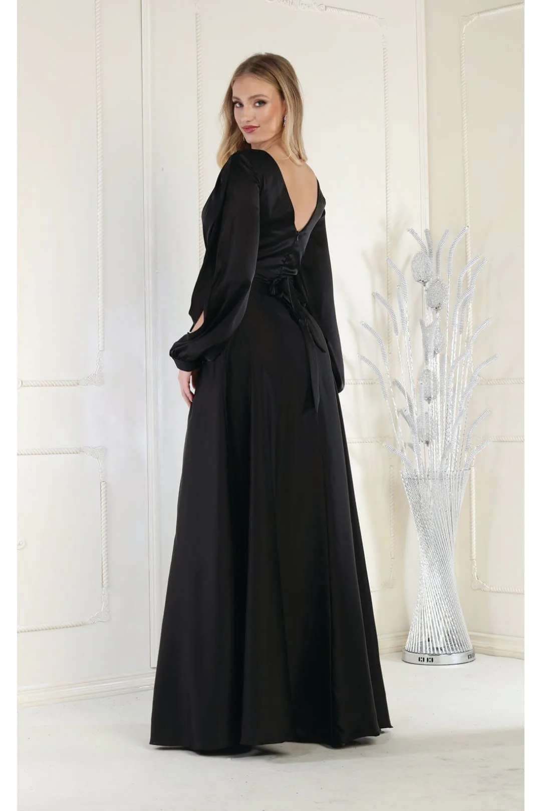 Black Christmas & Holiday Dress in Satin by May Queen  MQ1857 - Image 9