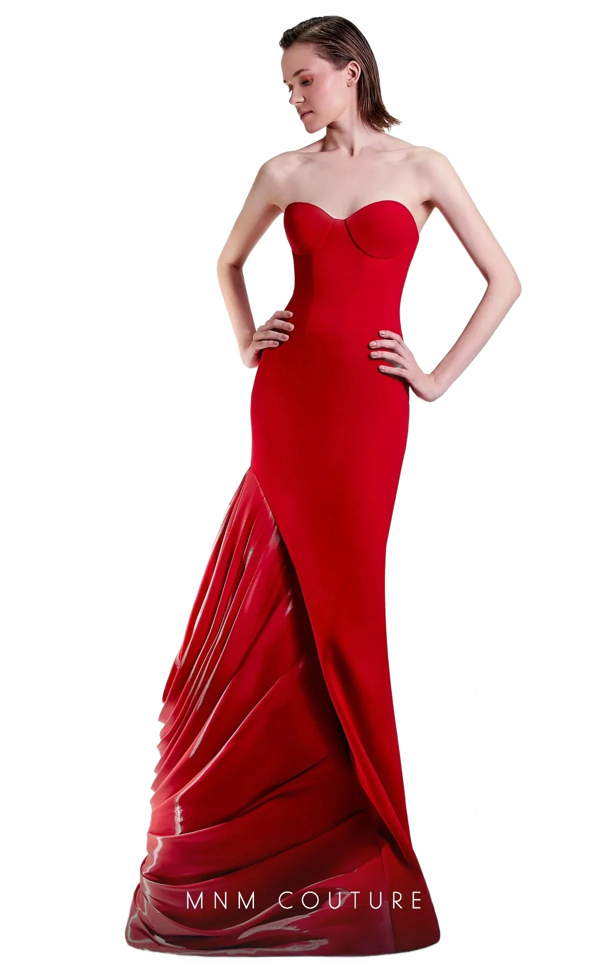 MNM Couture Gaby Charbachy G1407 Red Strapless Sweetheart Mermaid Gown - Image 2