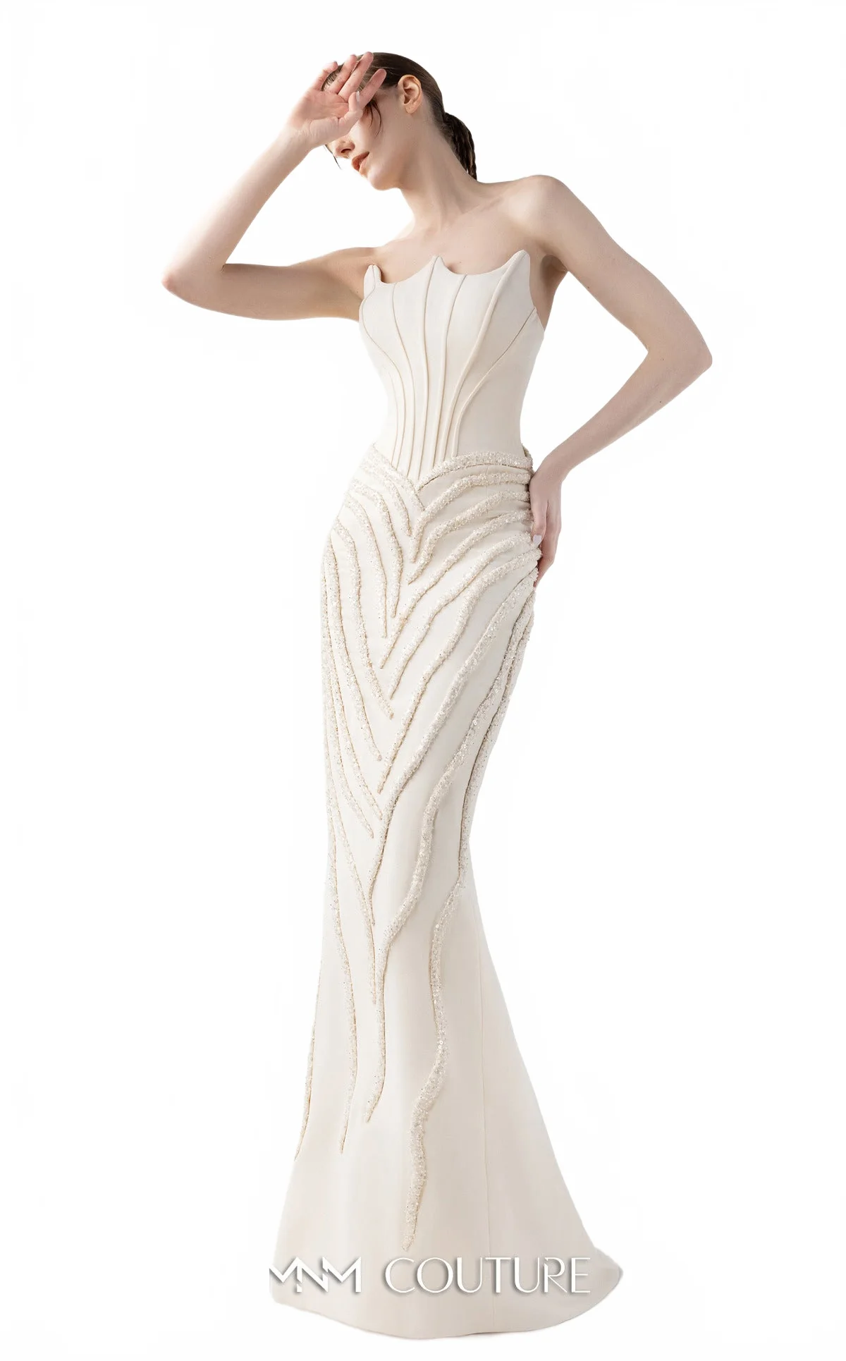MNM Couture Gaby Charbachy G2032 Emerald Green Off-Shoulder Gown - Image 2