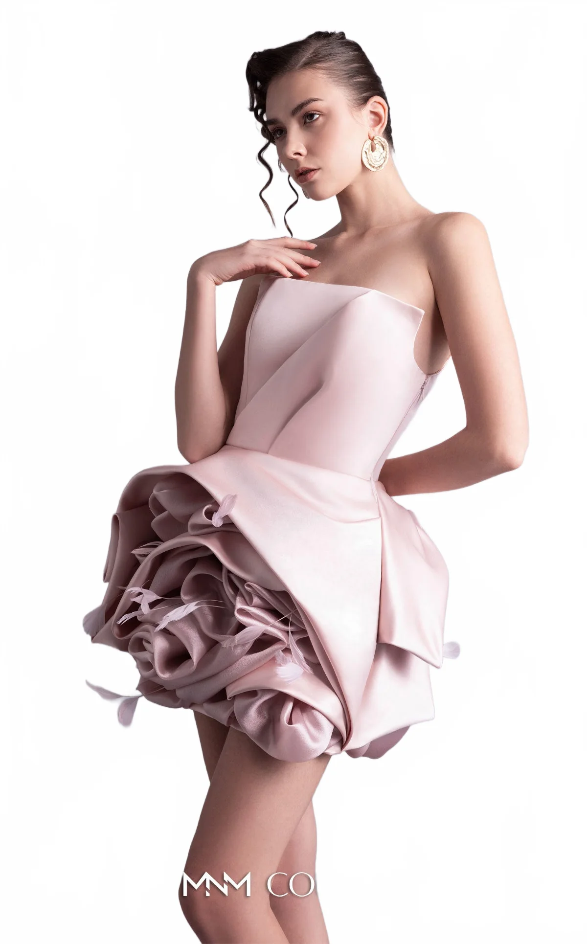 Gaby Charbachy GOS2502 Strapless Ruffled Pink Gown - Image 2