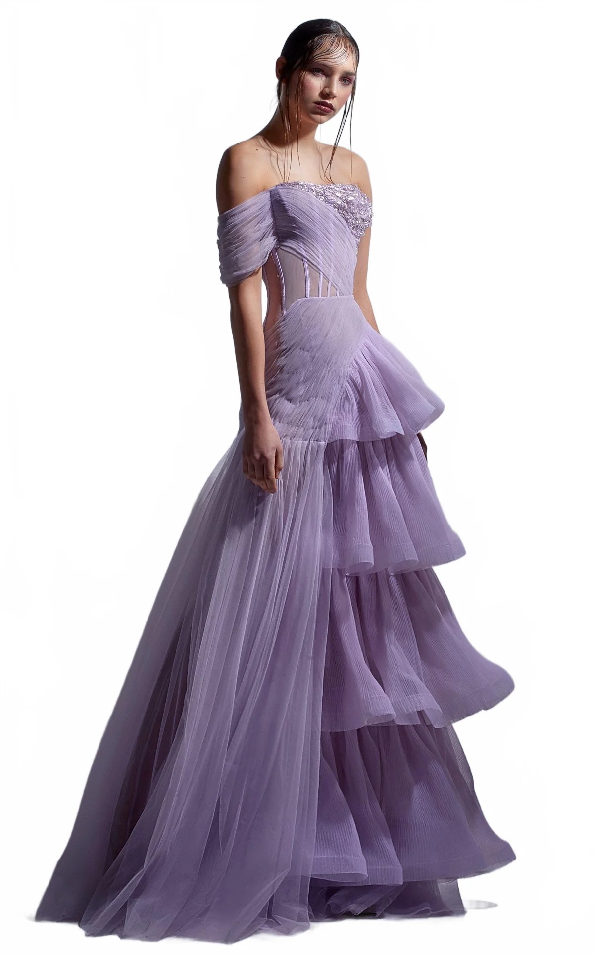 Gaby Charbachy G1282 Lilac Couture Dress - Image 4