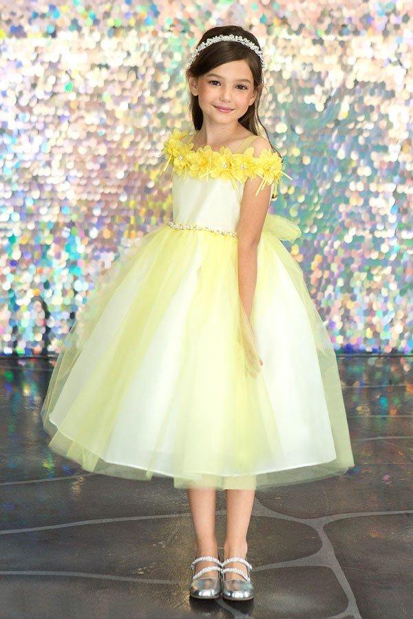 Girls 3D Floral Cold Shoulder Dress by Calla D797 - Image 11
