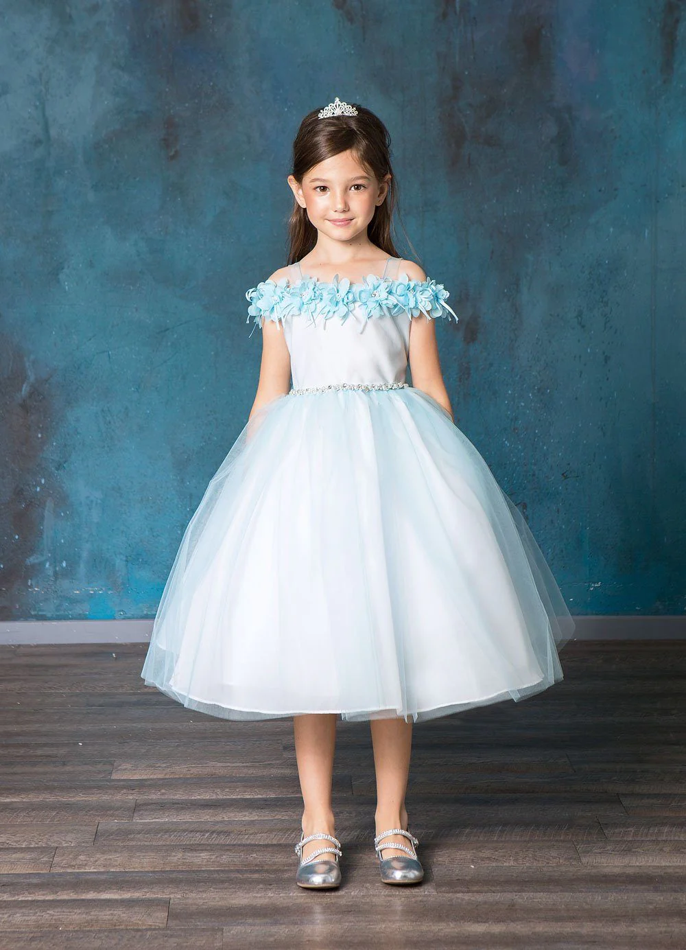 Girls 3D Floral Cold Shoulder Dress by Calla D797 - Image 5