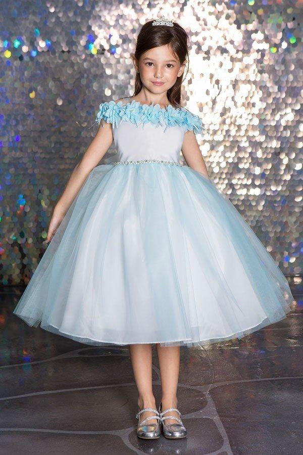 Girls 3D Floral Cold Shoulder Dress by Calla D797 - Image 6