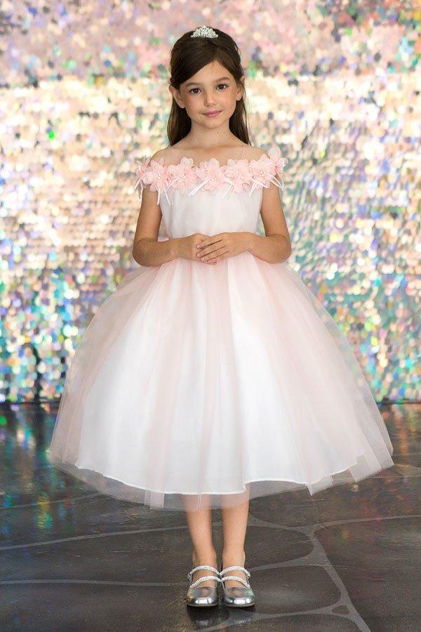Girls 3D Floral Cold Shoulder Dress by Calla D797 - Image 8