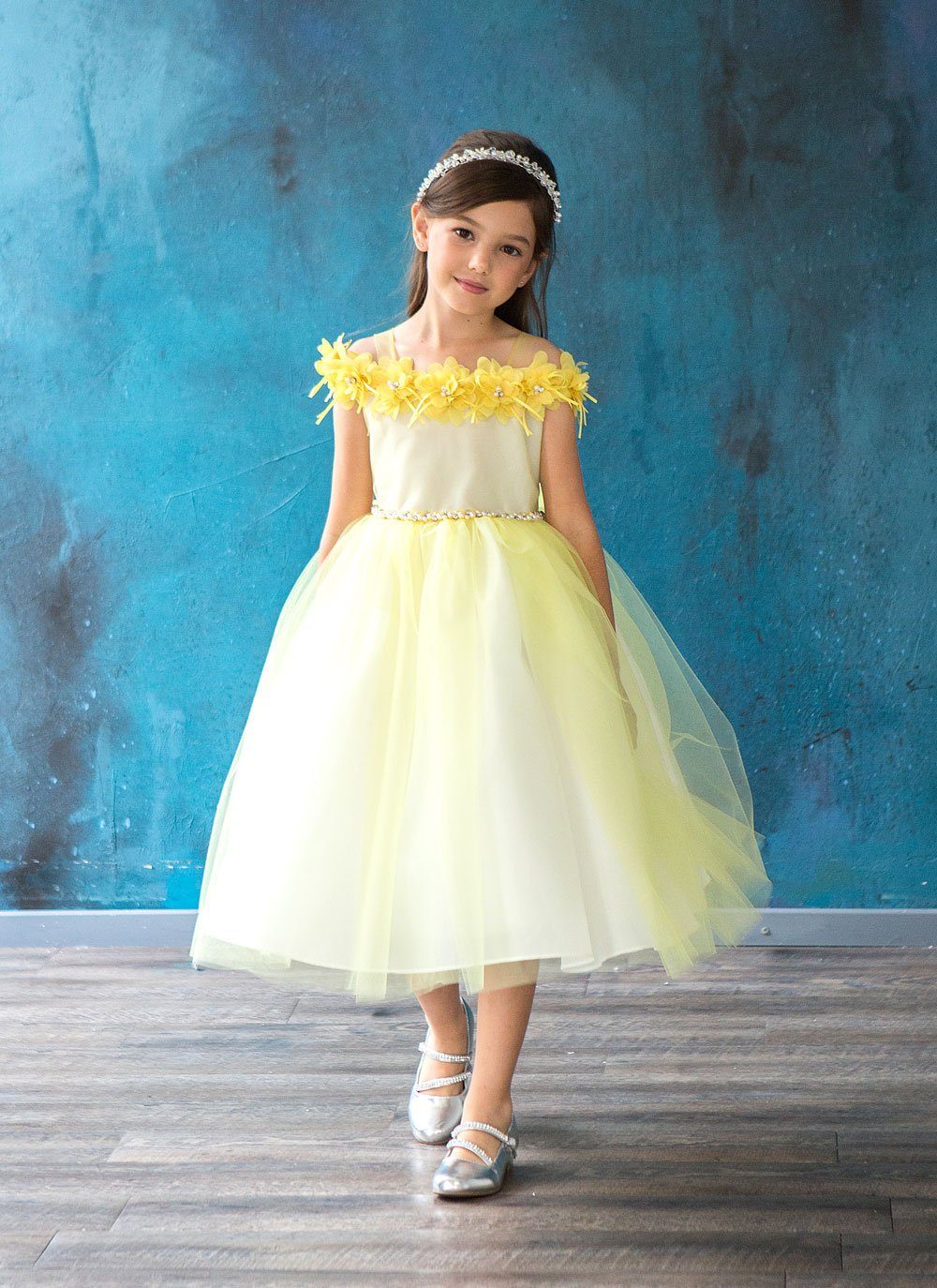 Girls 3D Floral Cold Shoulder Dress by Calla D797 - Image 9
