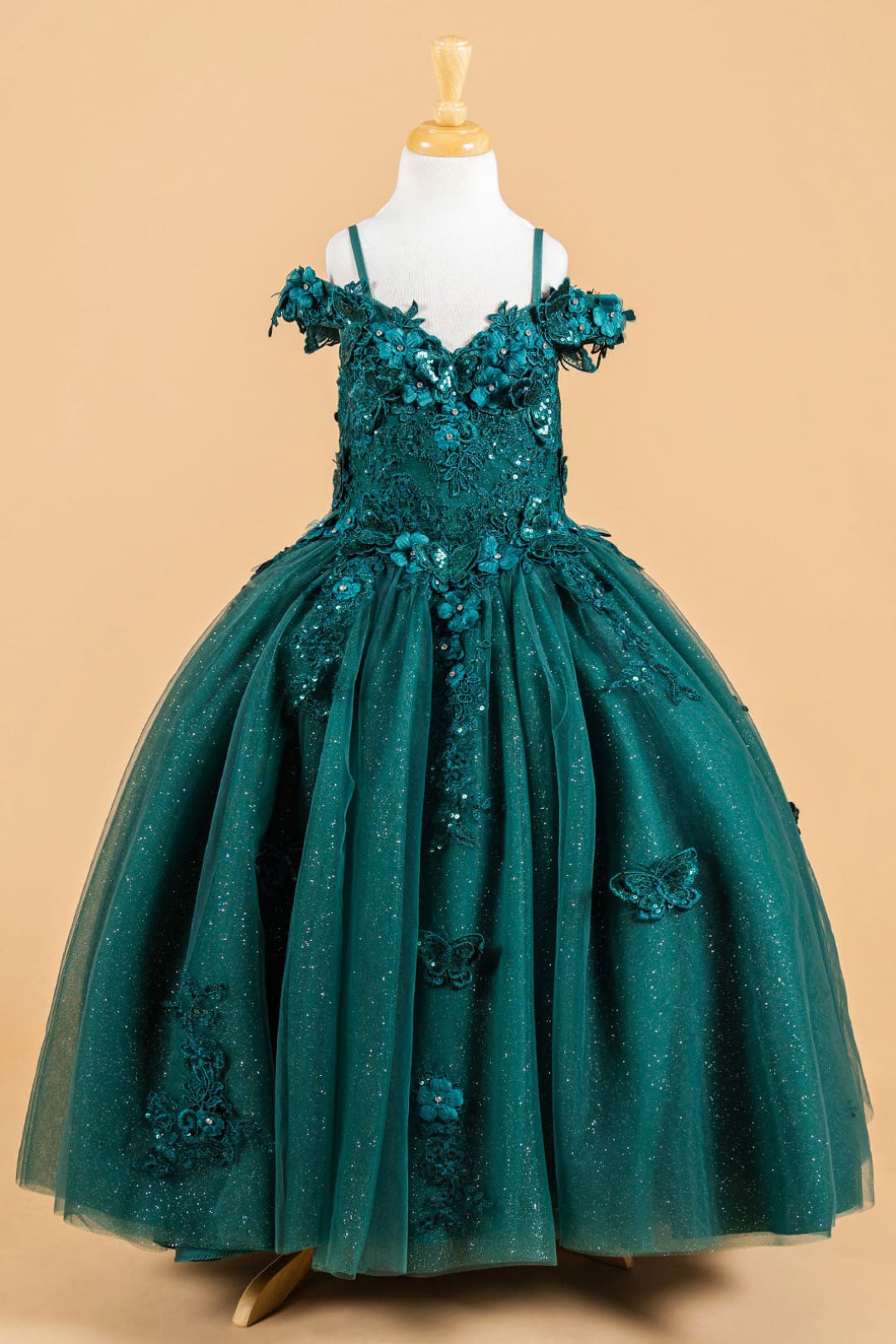 3D Floral Cold Shoulder Gown by Elizabeth KGK117 - Image 5