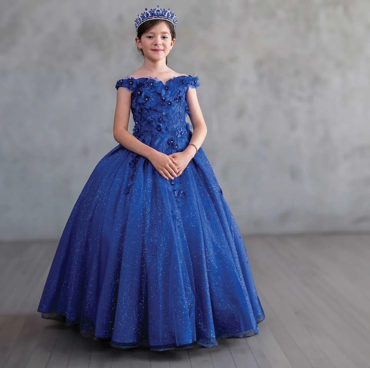 Girls 3D Floral Off-Shoulder Gown by Calla WB101 - Image 8