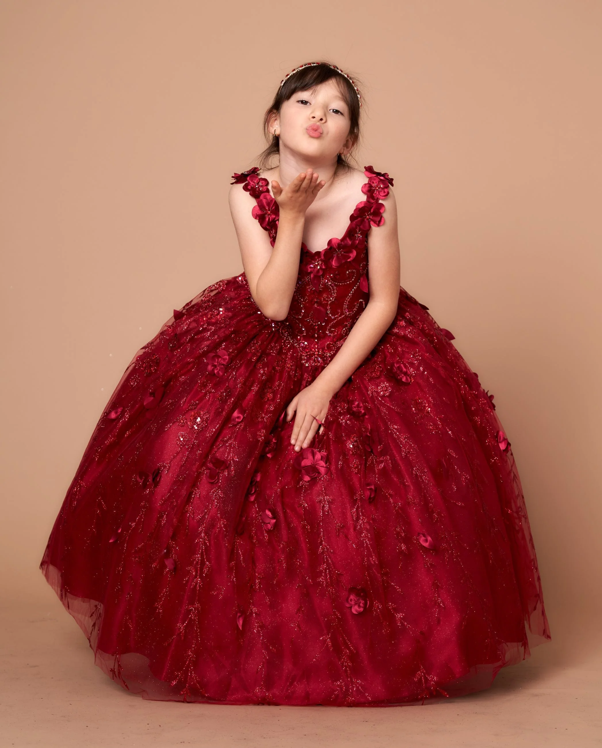 Girls 3D Floral Off Shoulder Gown by Calla WB103 - Image 3