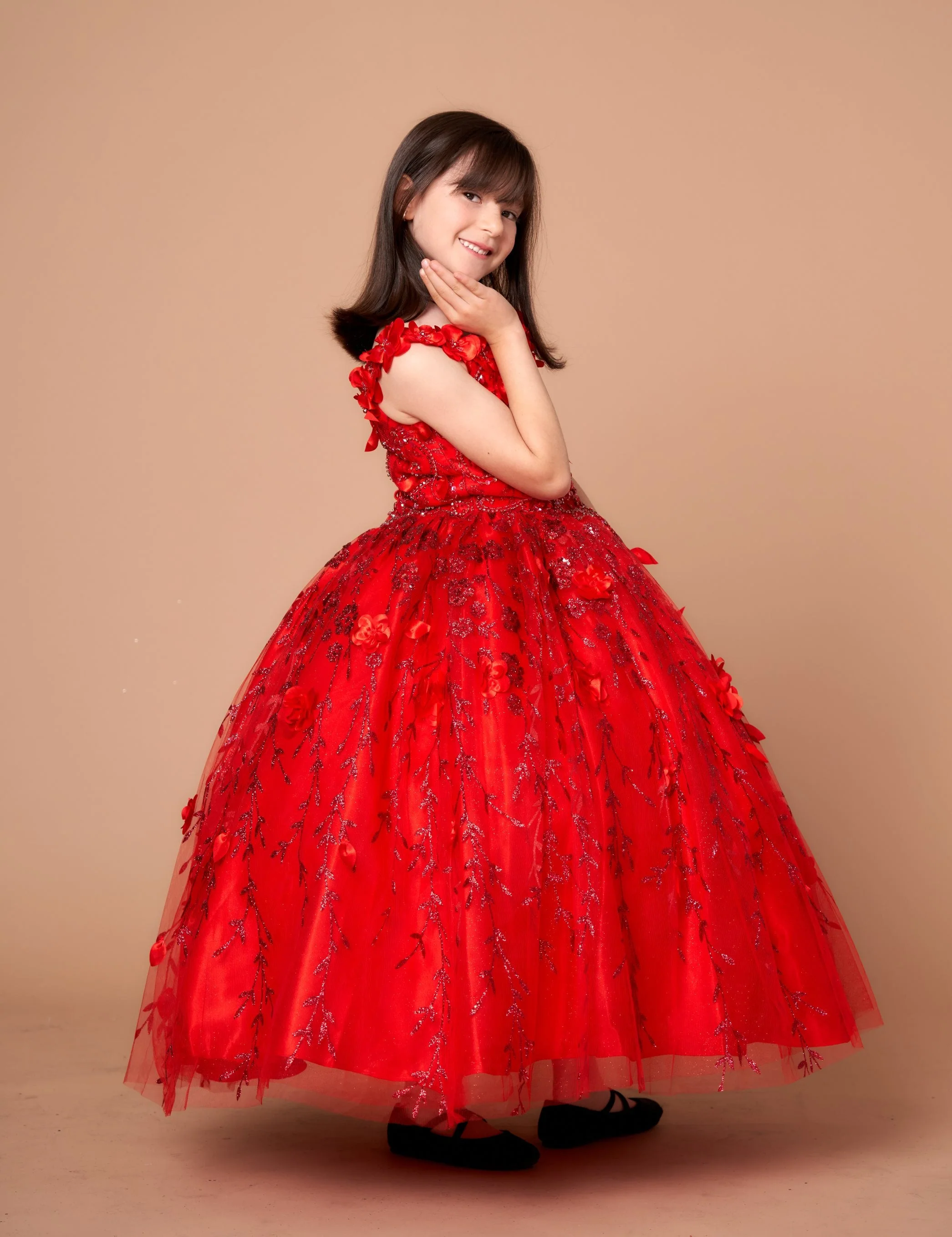 Girls 3D Floral Off Shoulder Gown by Calla WB103 - Image 7