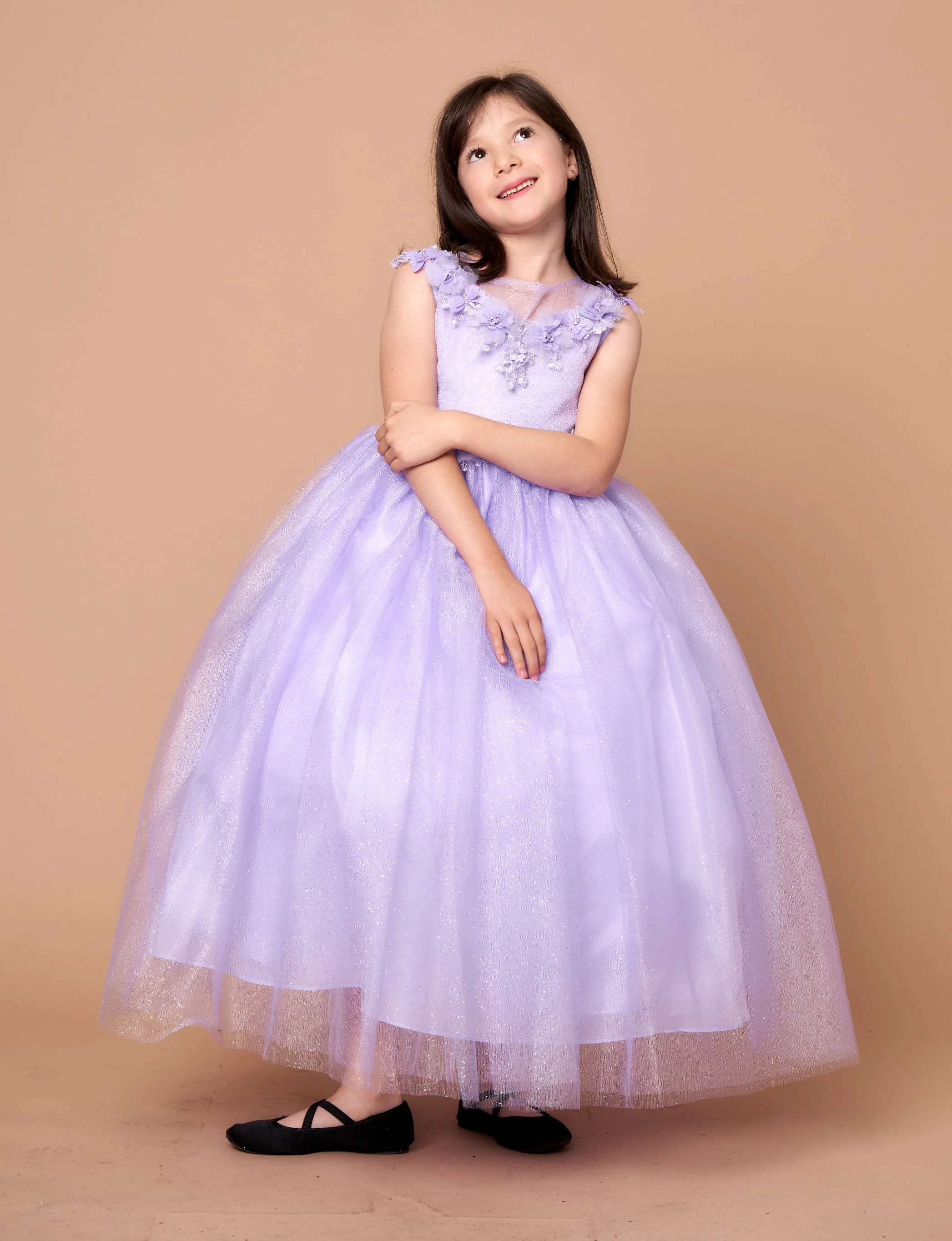 Girls 3D Floral Sleeveless Tulle Gown by Calla D816 - Image 5