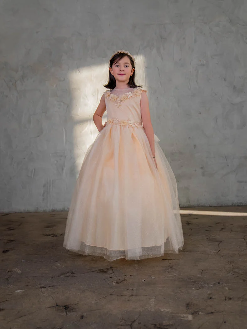 Girls 3D Floral Sleeveless Tulle Gown by Calla D816 - Image 7