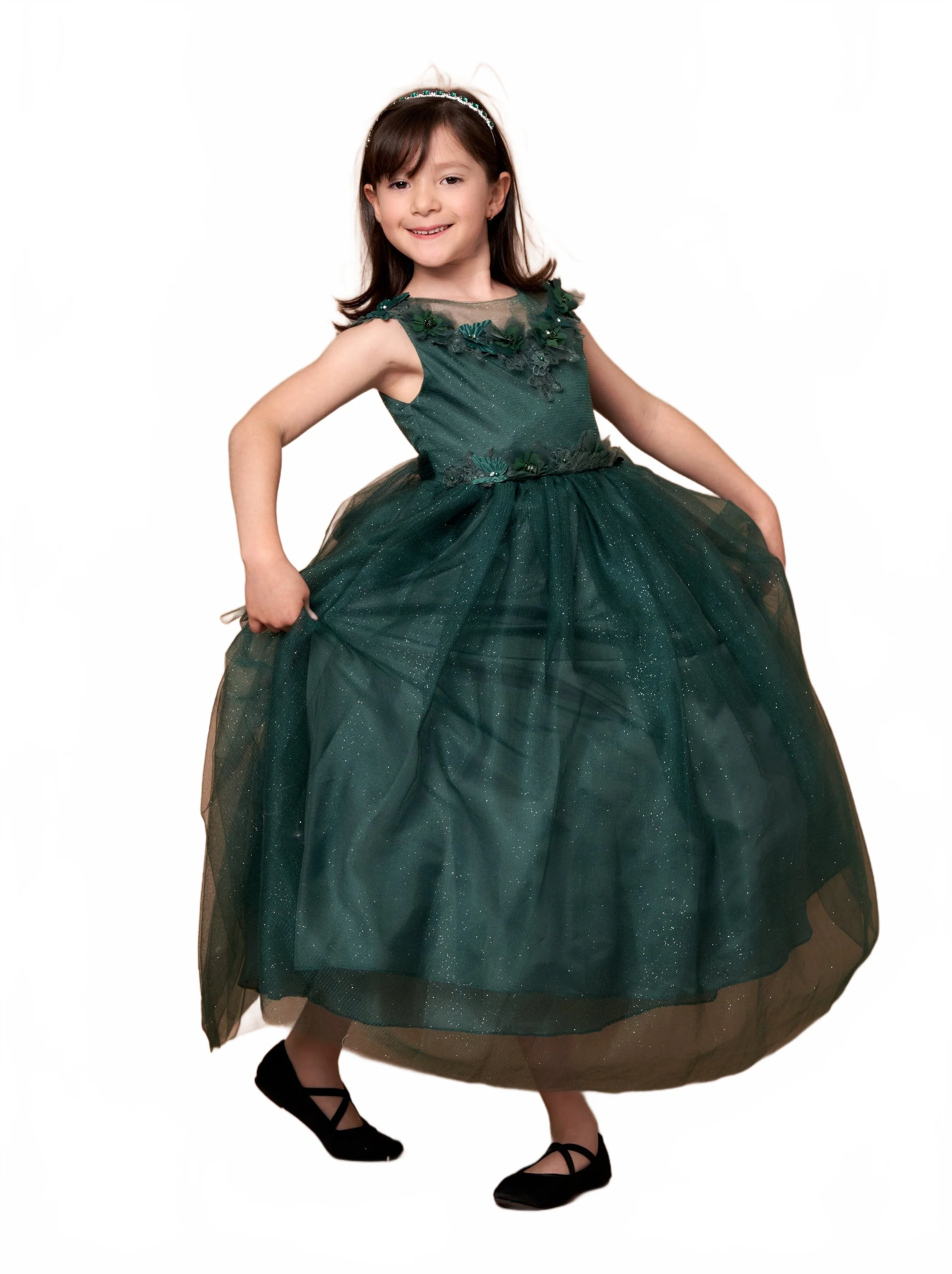 Girls 3D Floral Sleeveless Tulle Gown by Calla D816 - Image 8