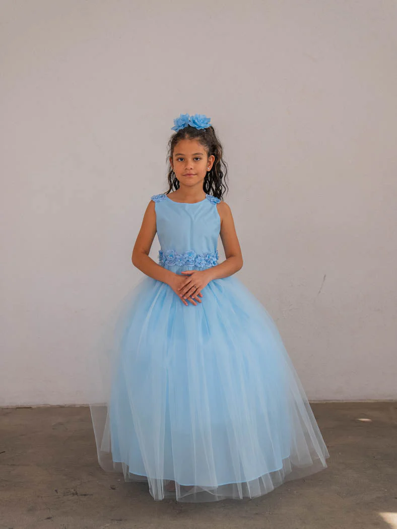 Girls Floral Applique Sleeveless Gown by Calla D831 - Image 6
