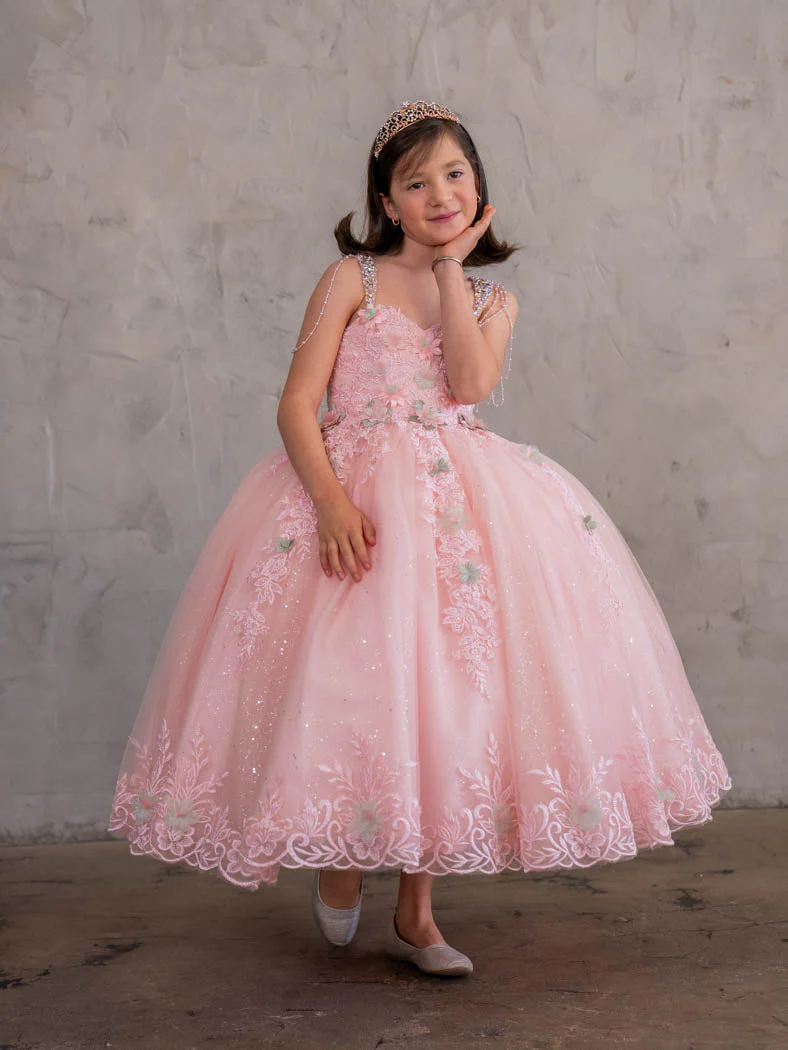 Girls' Floral Applique Sleeveless Gown by Calla SCK311 - Image 4