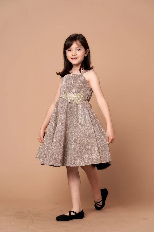 Girls Glitter Sleeveless Short Dress by Calla D818 - Image 2