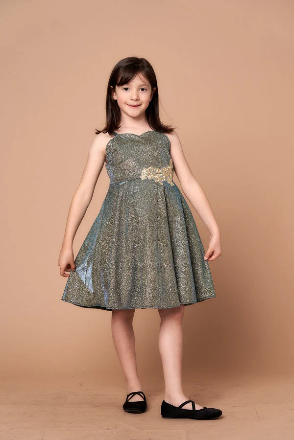 Girls Glitter Sleeveless Short Dress by Calla D818 - Image 3