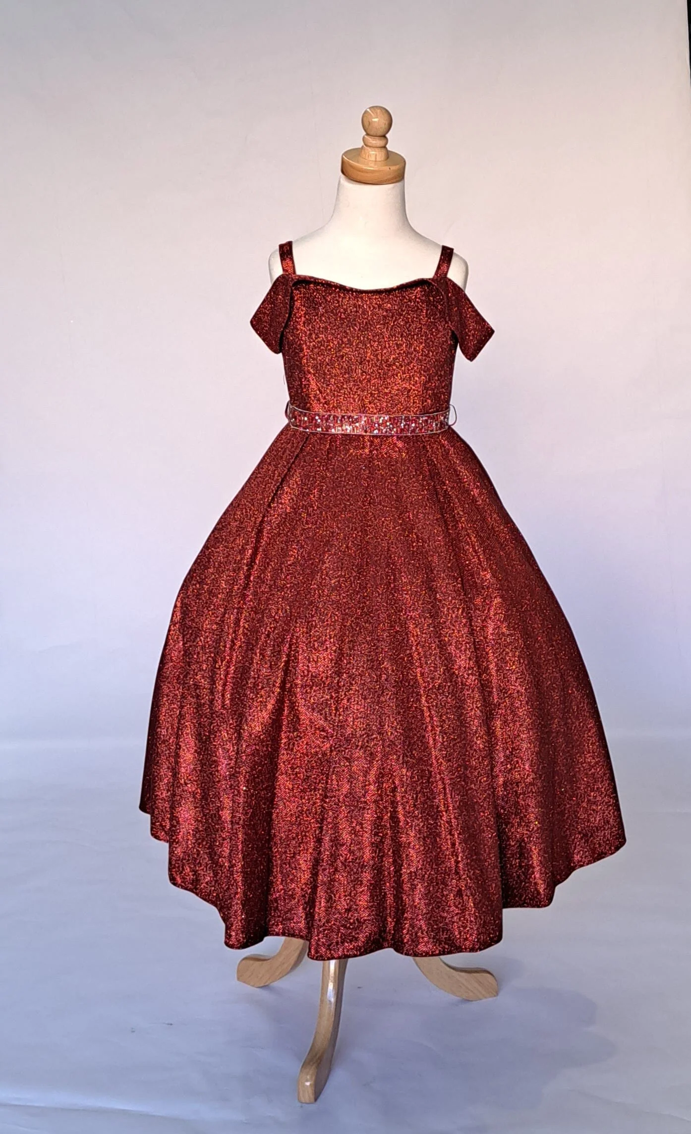 Girls Metallic Glitter Cold Shoulder Gown by Calla D819 - Image 2