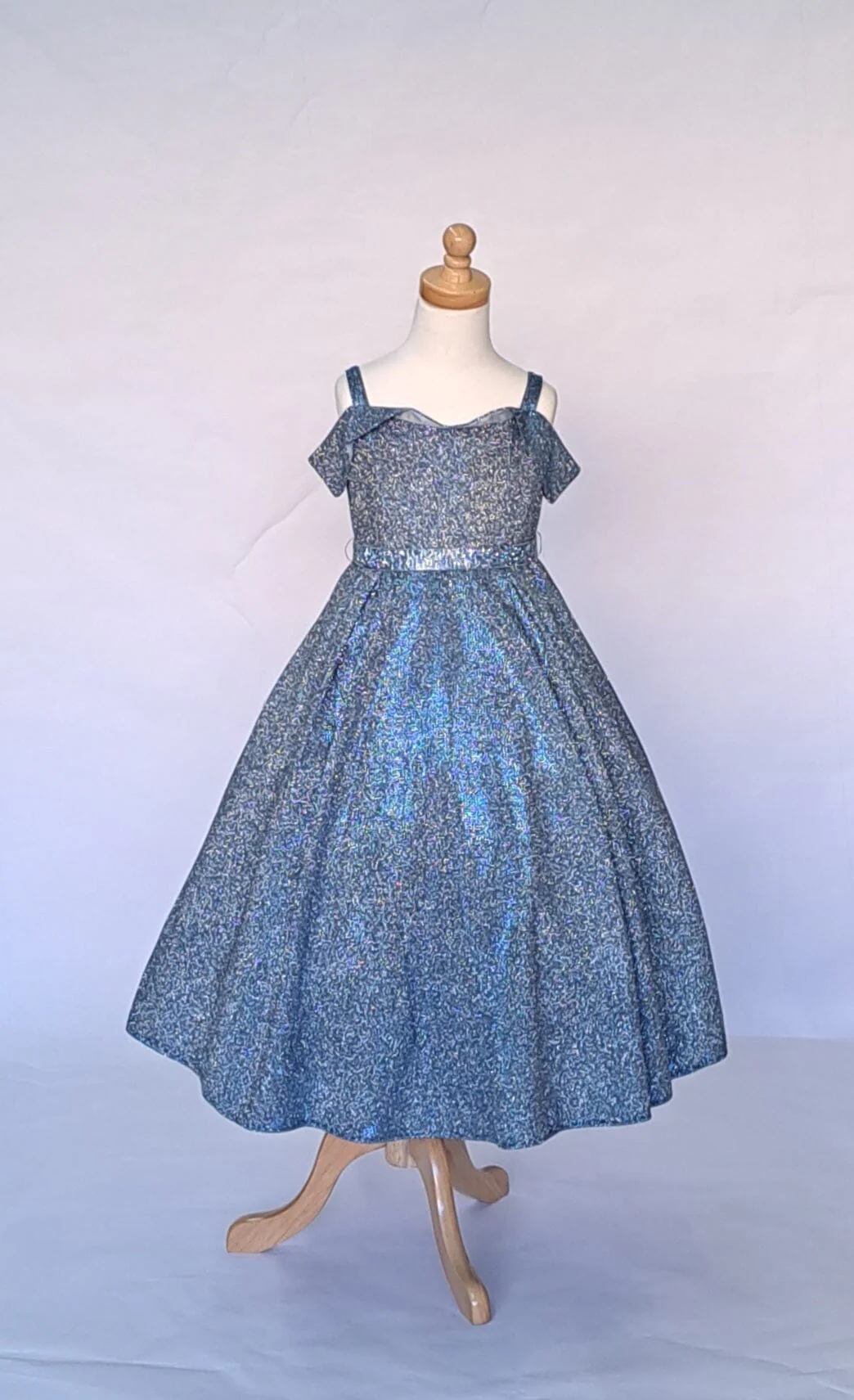 Girls Metallic Glitter Cold Shoulder Gown by Calla D819 - Image 3