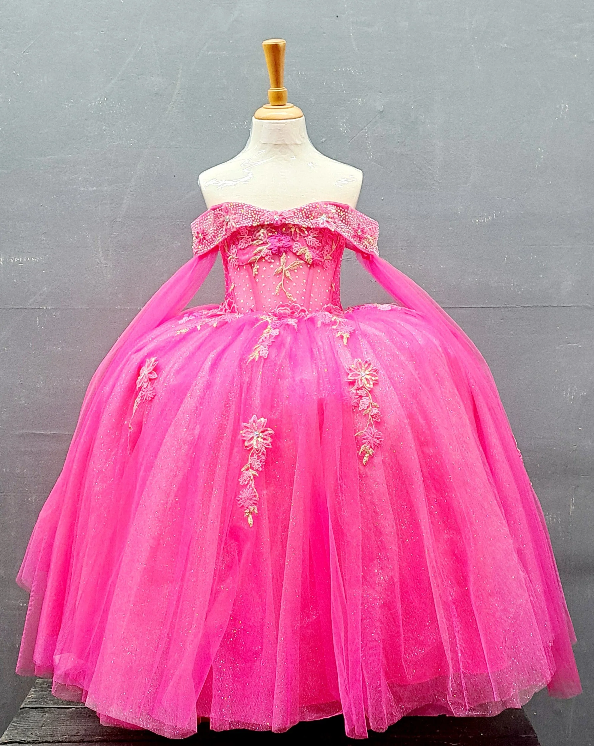 Girls Off-Shoulder Cape Sleeve Gown by Calla SCK308 - Image 3