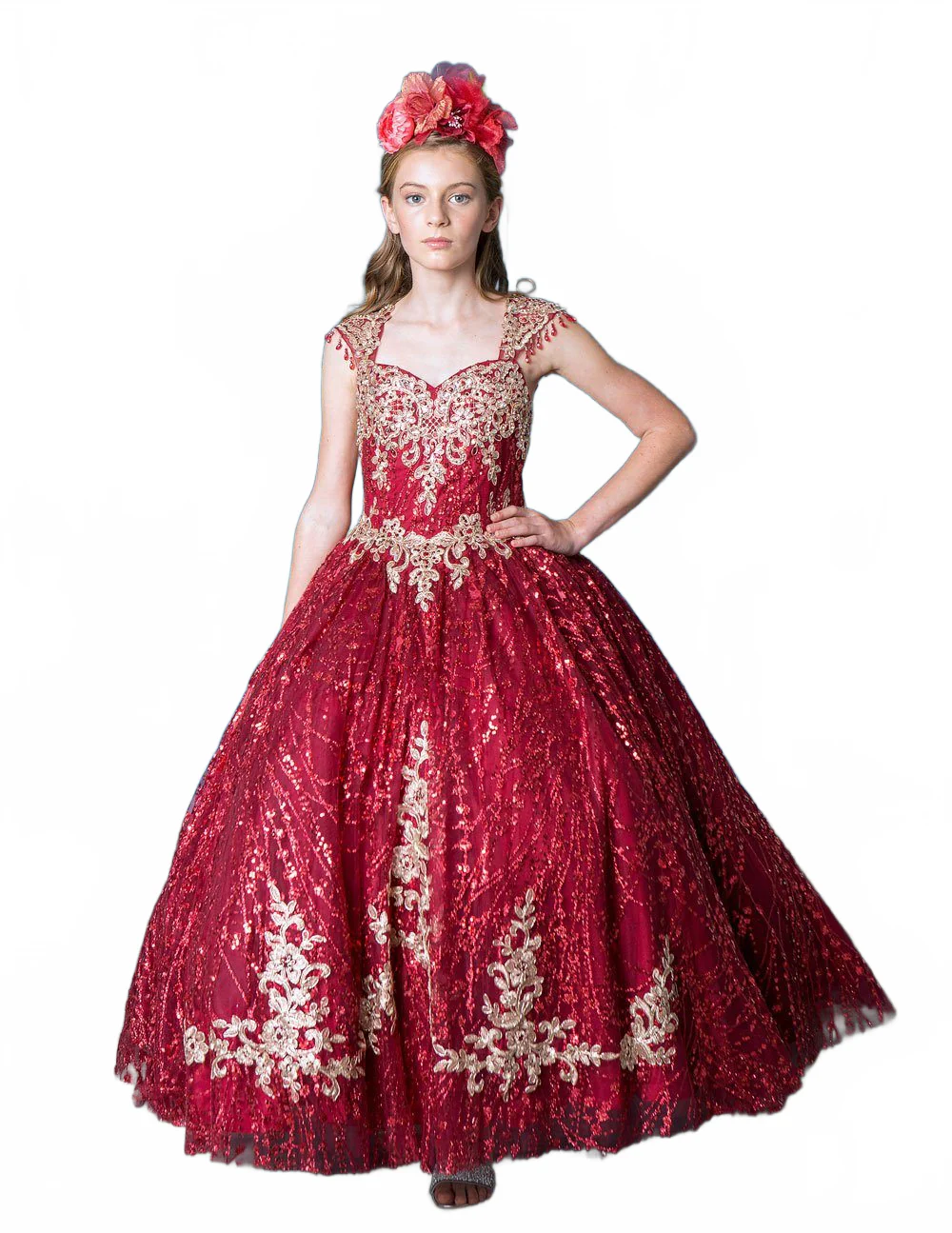 Calla KY226 Sequin Glitter Cap Sleeve Ball Gown - Image 11
