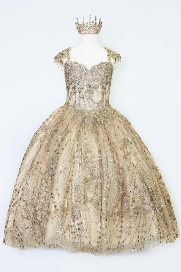 Calla KY226 Sequin Glitter Cap Sleeve Ball Gown - Image 6