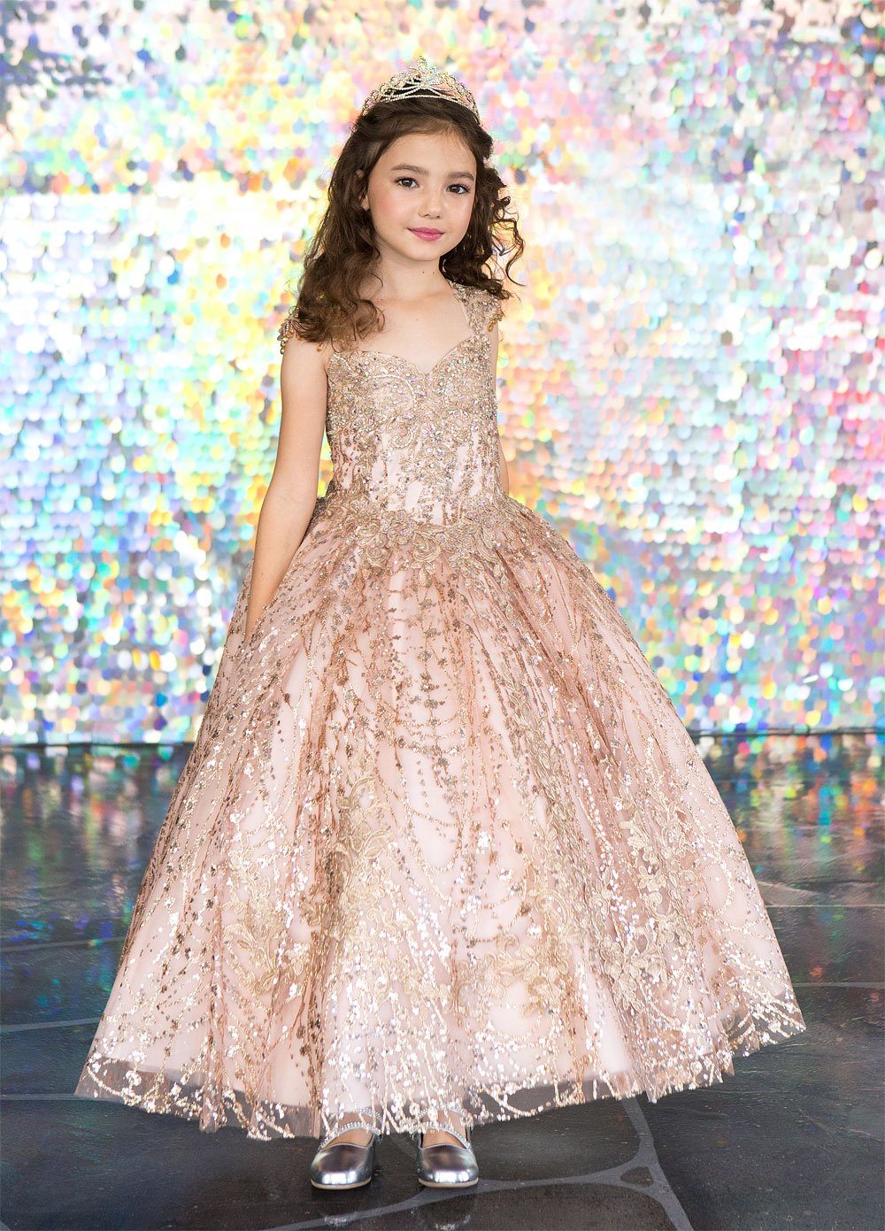 Calla KY226 Sequin Glitter Cap Sleeve Ball Gown - Image 8