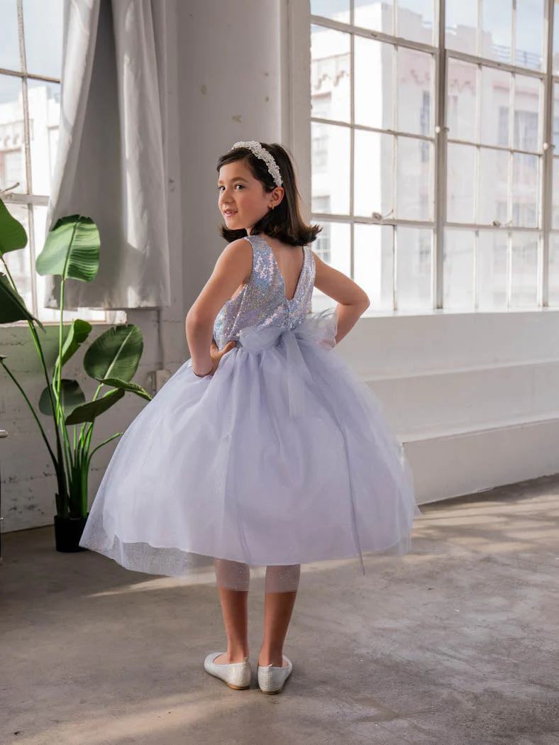 Girls Short Sequin Bodice Dress by Calla D832 - Image 2