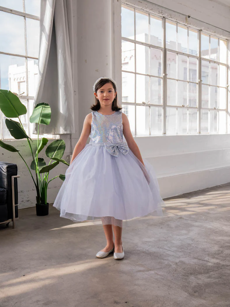 Girls Short Sequin Bodice Dress by Calla D832 - Image 3
