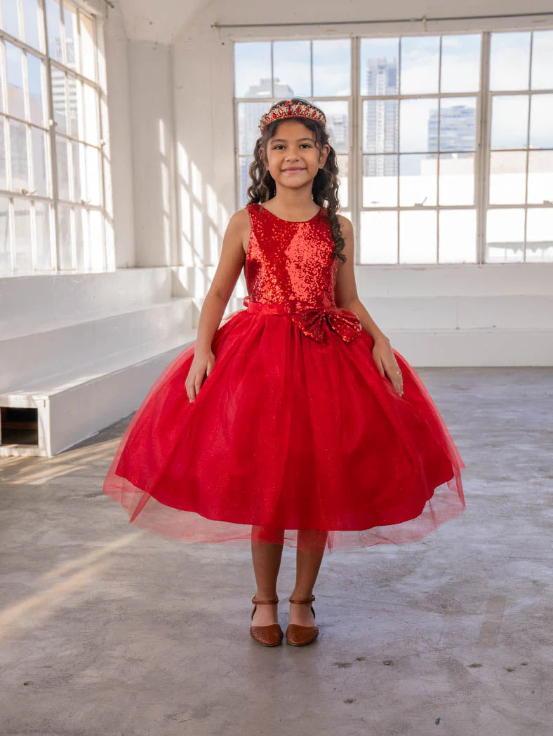 Girls Short Sequin Bodice Dress by Calla D832 - Image 5