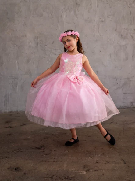 Girls Short Sequin Bodice Dress by Calla D832 - Image 7